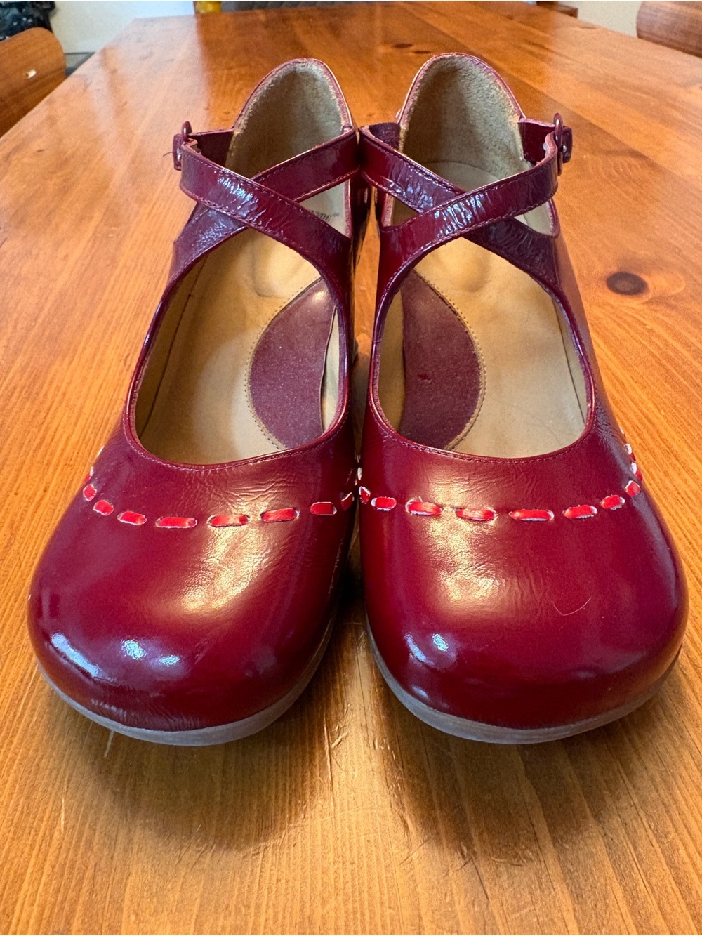 John Fluevog Women's Malibran Operetta Burgundy Cross-Strap Heels